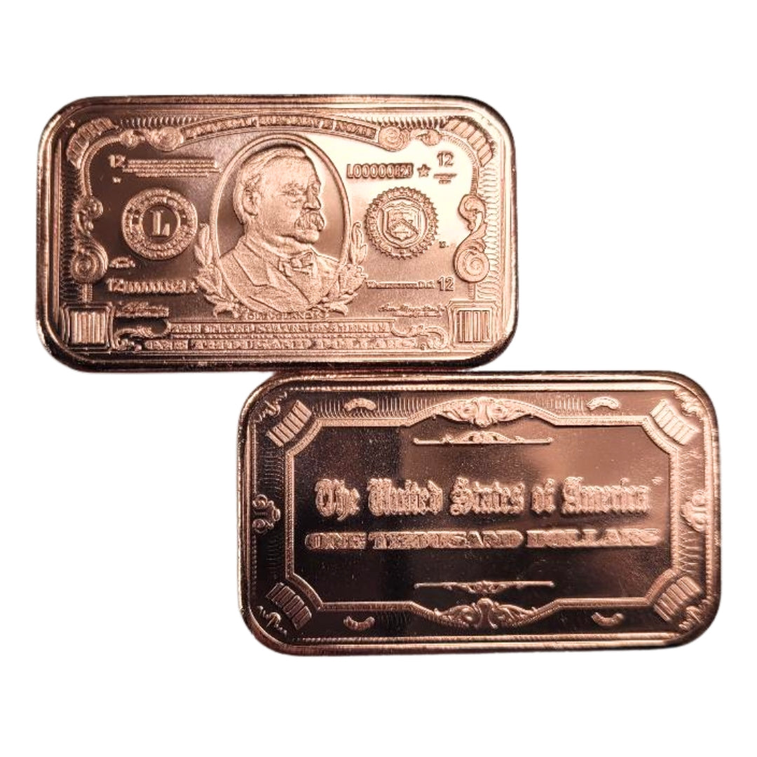 1oz Copper Bar - Grover Cleveland
