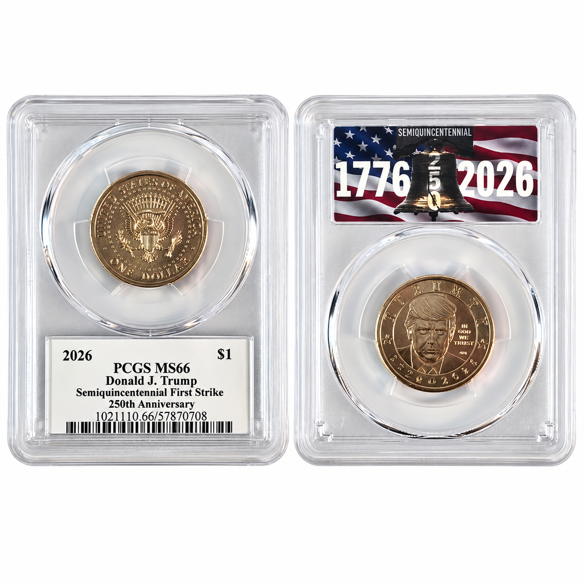 2026 $1 Donald Trump Dollar MS66 PCGS First Strike Flag Label ONLY 50 AVAILABLE