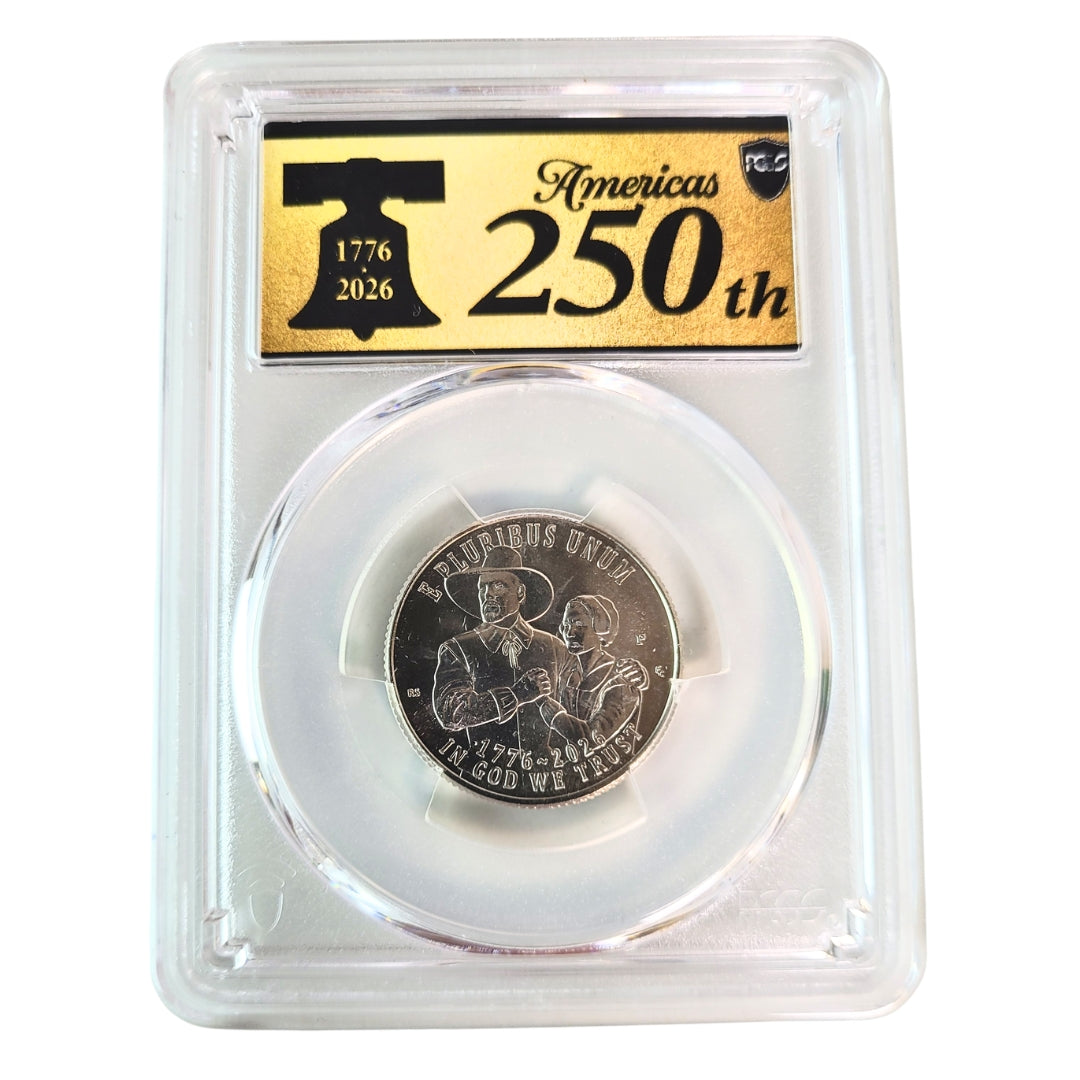 2026-P PCGS Mayflower Compact Quarter MS66 250th Anniversary Gold Label