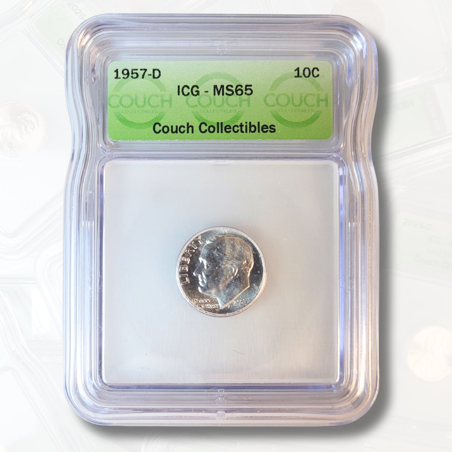 1957 D MS65 ICG SILVER ROOSEVELT DIME - COUCH COLLECTIBLES