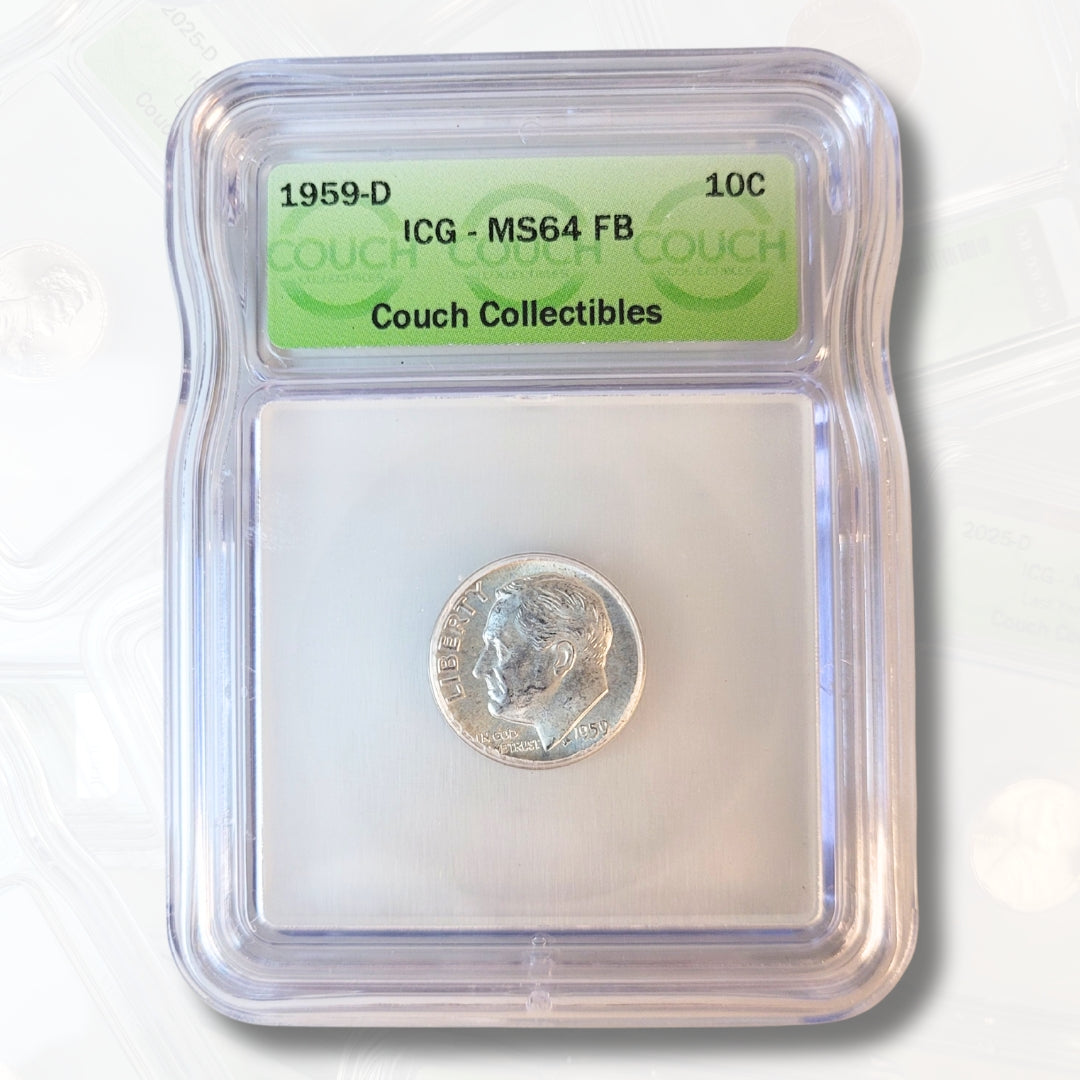 1959 D MS64 FULL BANDS ICG SILVER ROOSEVELT DIME - COUCH COLLECTIBLES