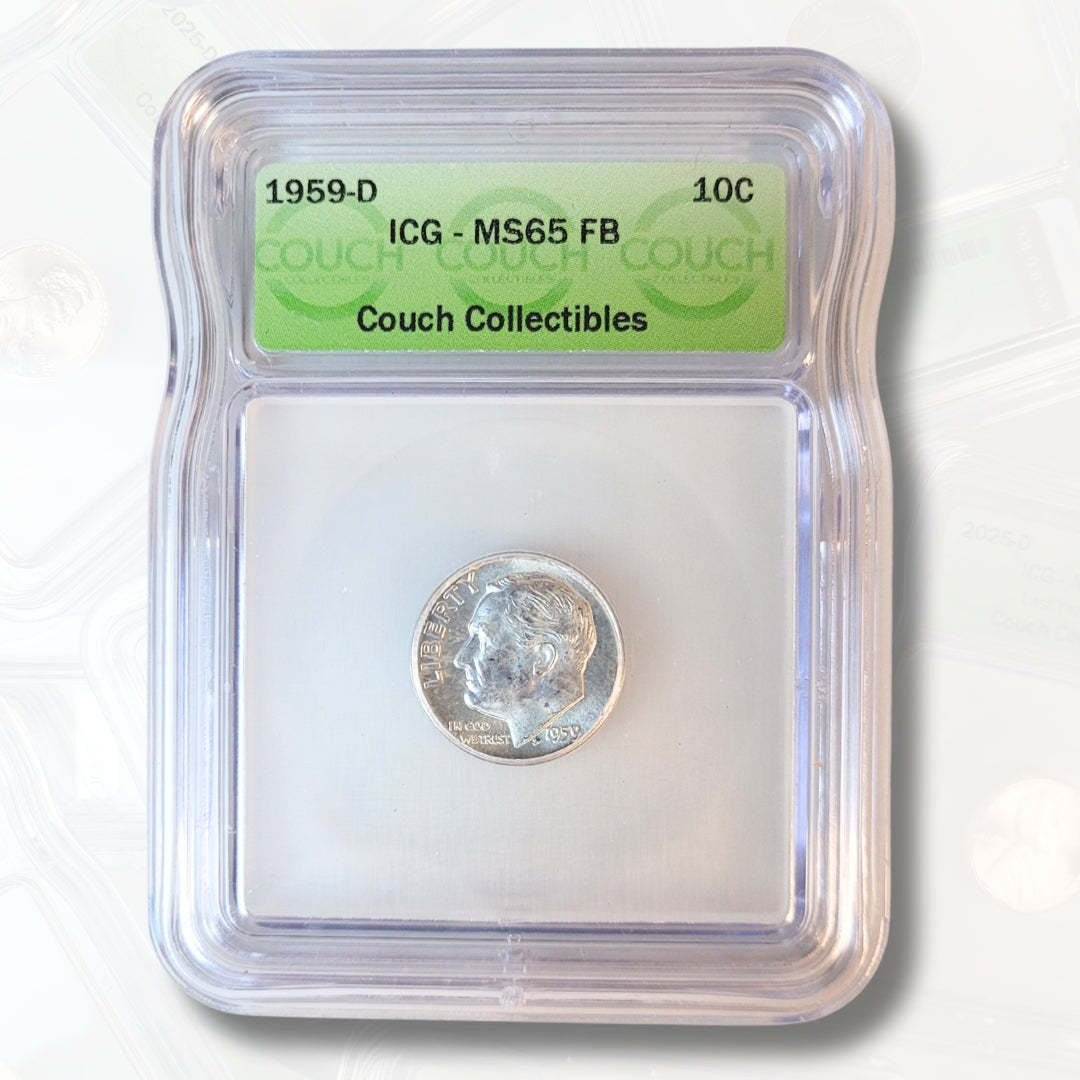 1959 D MS65 FULL BANDS ICG SILVER ROOSEVELT DIME - COUCH COLLECTIBLES