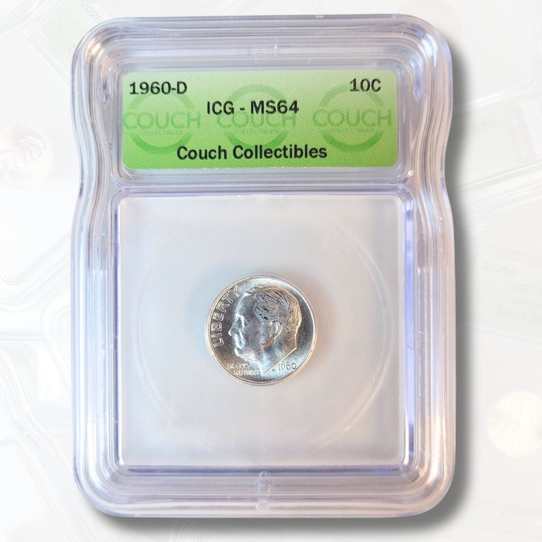 1960 D MS64 ICG SILVER ROOSEVELT DIME - COUCH COLLECTIBLES