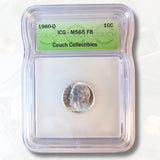 1960 D MS65 FULL BANDS ICG SILVER ROOSEVELT DIME - COUCH COLLECTIBLES