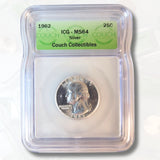 1962 MS64 ICG SILVER WASHINGTON QUARTER - COUCH COLLECTIBLES