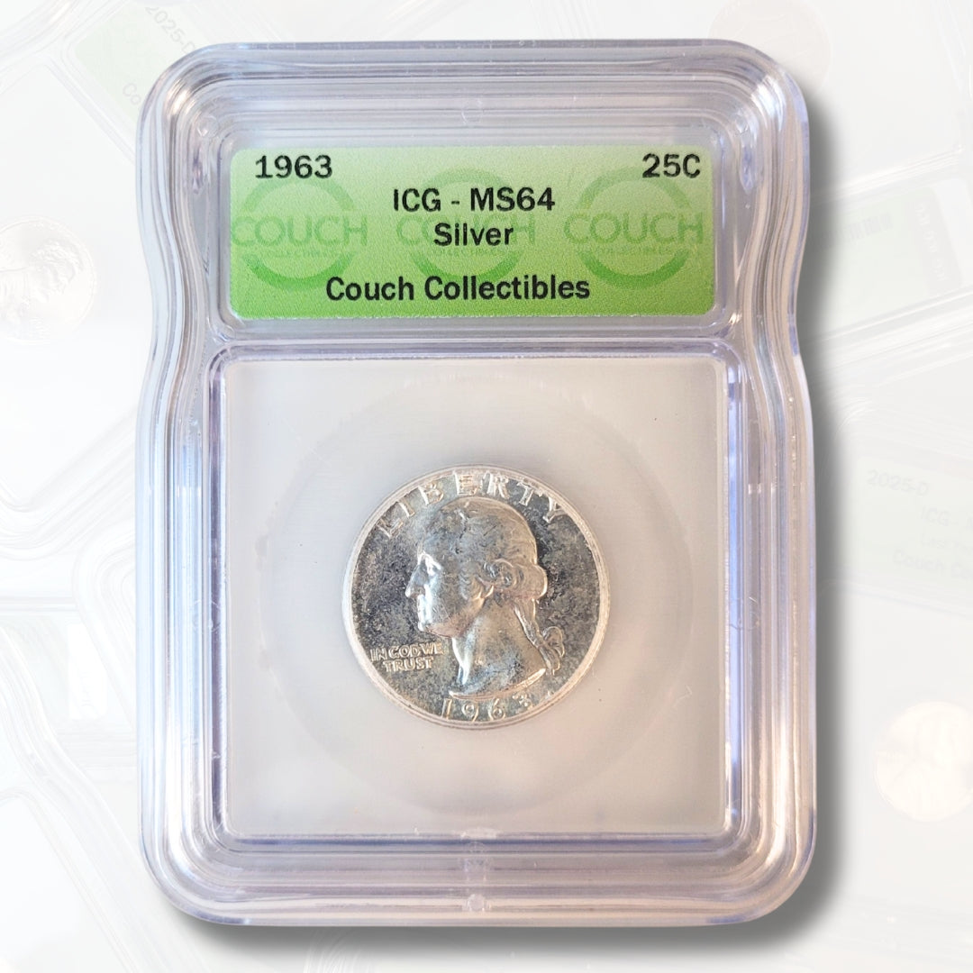 1963 MS64 ICG SILVER WASHINGTON QUARTER - COUCH COLLECTIBLES
