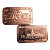 1oz Copper Bar - Benjamin Franklin