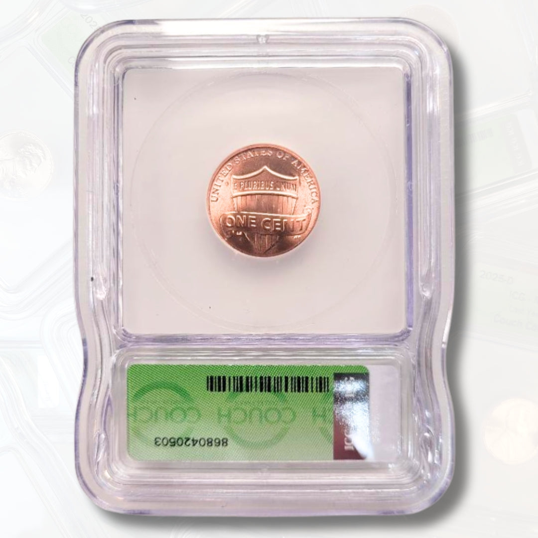 2025-P Lincoln Penny Coin Last Year of Issue ICG MS66 RD Couch Collectibles