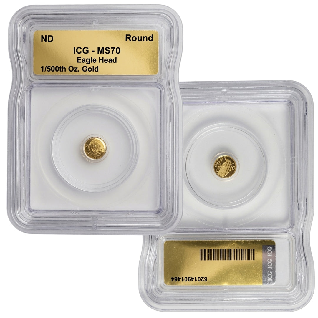 ICG MS70 Bald Eagle Gold Round - 1/500th oz FREE SHIPPING