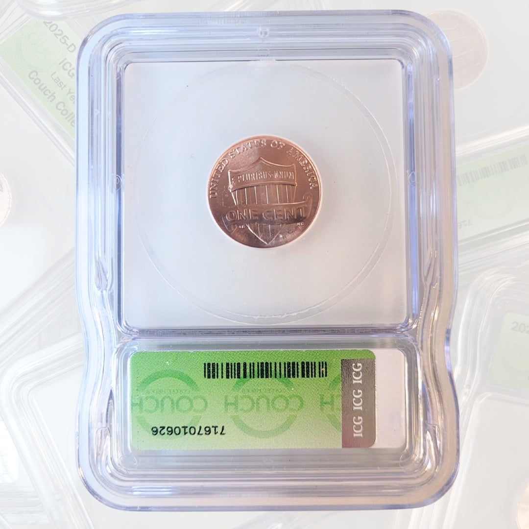 2025-D Lincoln Penny Coin Last Year of Issue ICG MS66 RD Couch