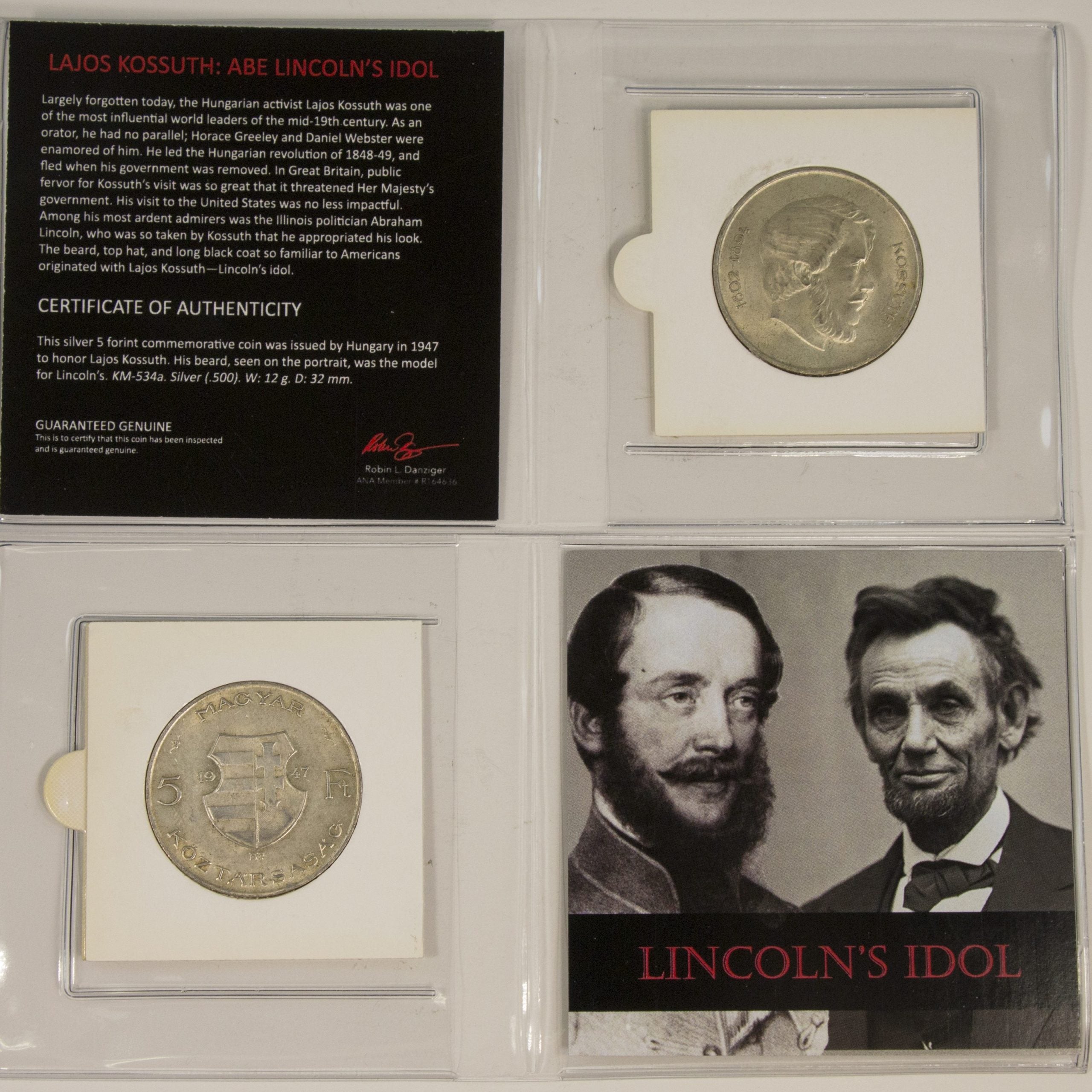 Silver 5 Forint Coin - Lincoln's Idol: Lajos Kossuth (Mini Album